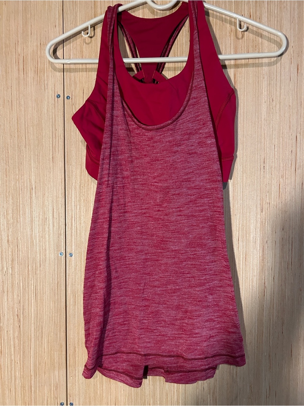 lululemon athletica Marled Berry Pink Tank with Matching Berry Sports Bra